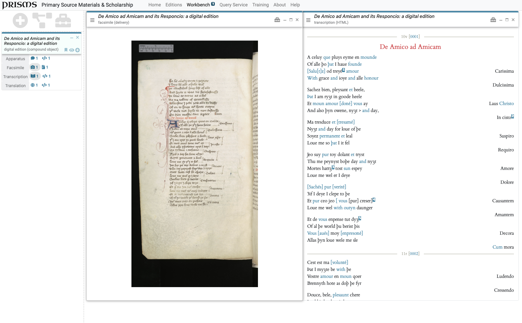 PRISMS example of a digital scholarly edition